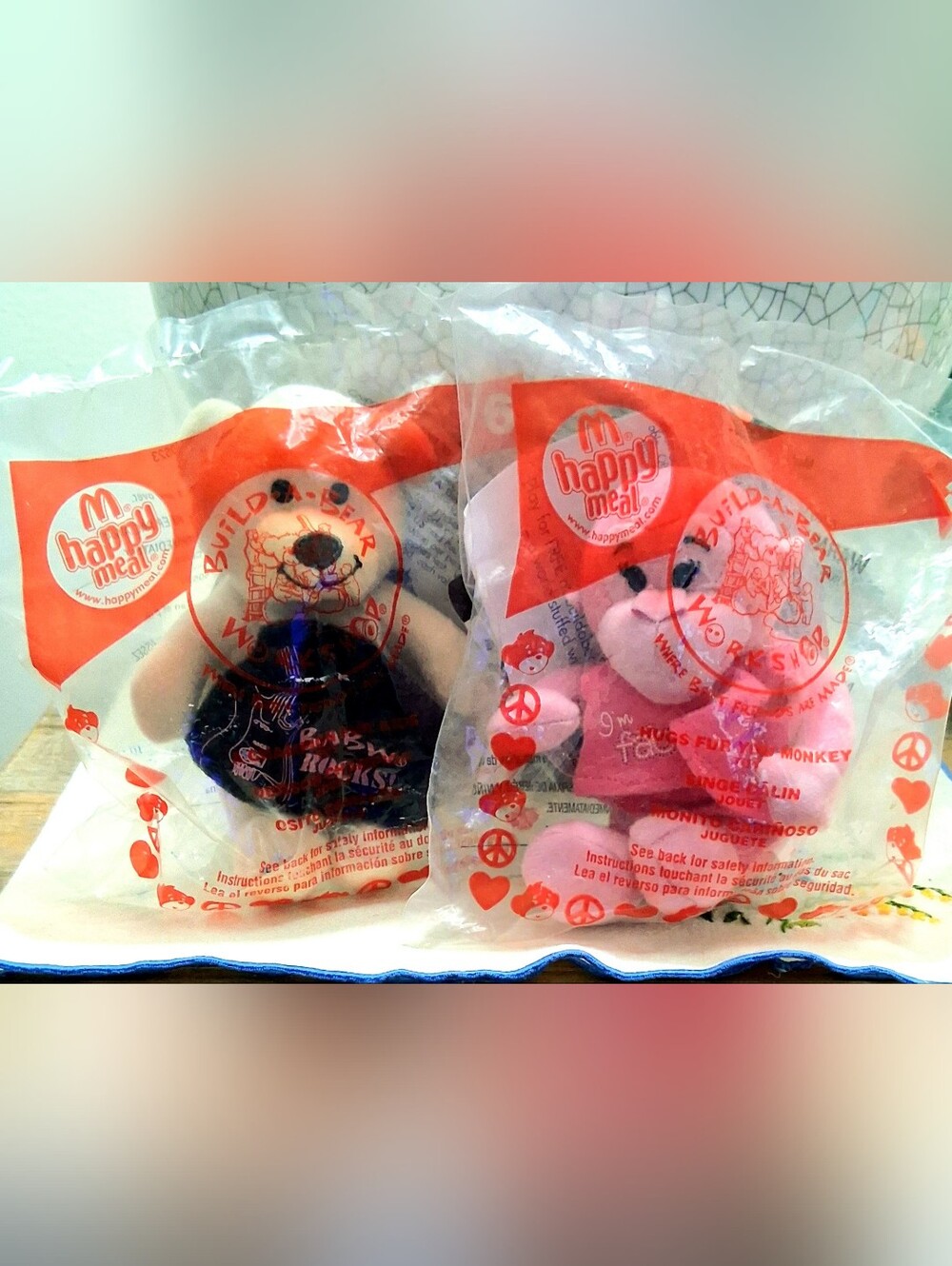 McDonald's Happy Meal Toys Build A Bear Mini Plush Combo • Vintage 2007 & 2009